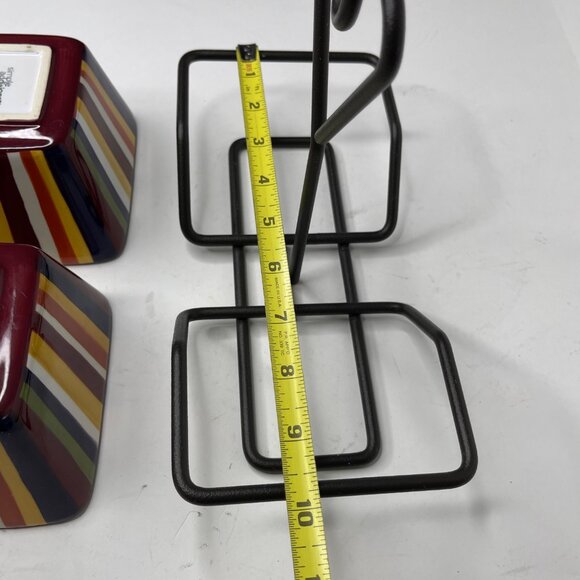 Pampered Chef Simple Additions 3 piece brick red striped condiment dishes + tray - Picture 9 of 9